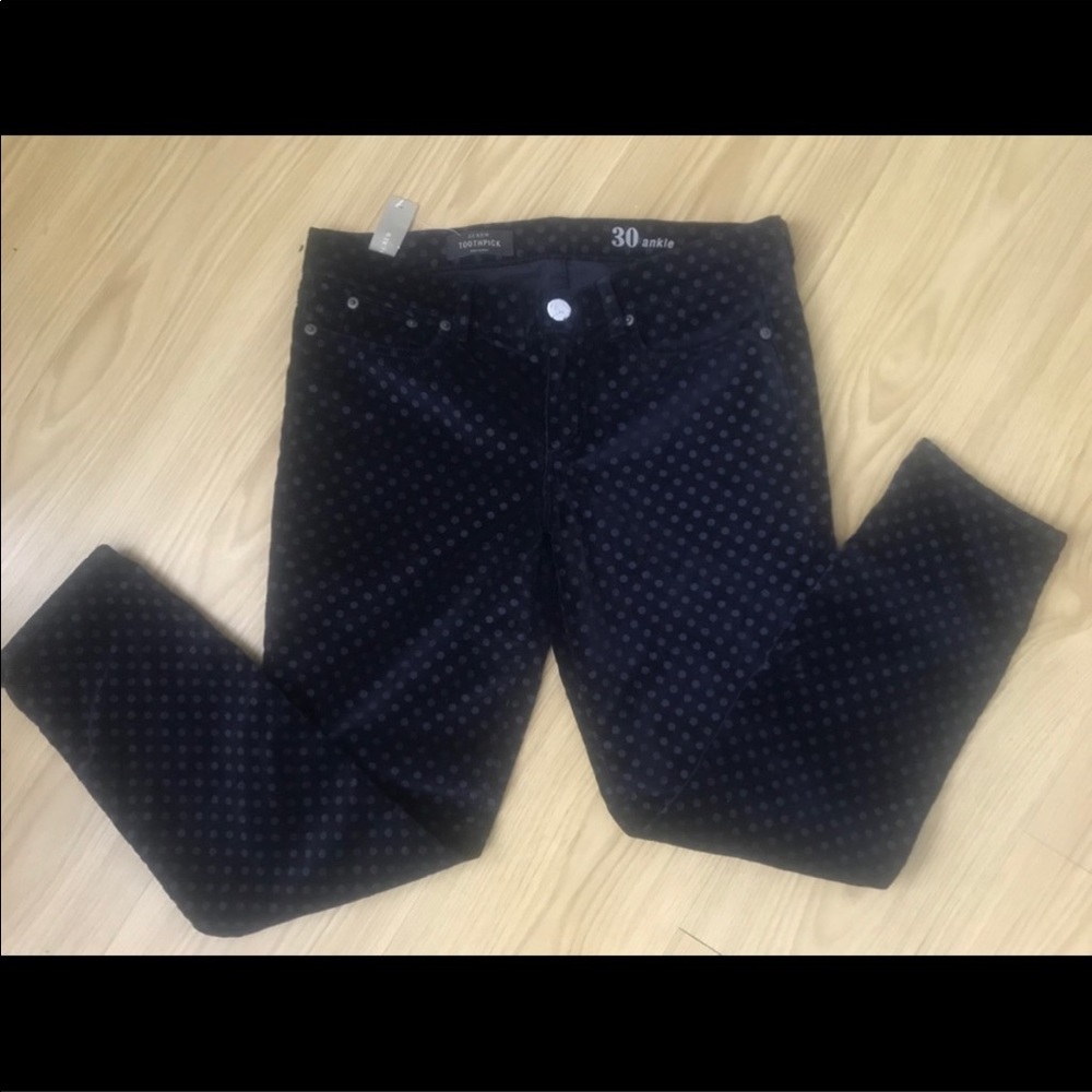 NEW J Crew Toothpick jean in velvet dot Women's 30